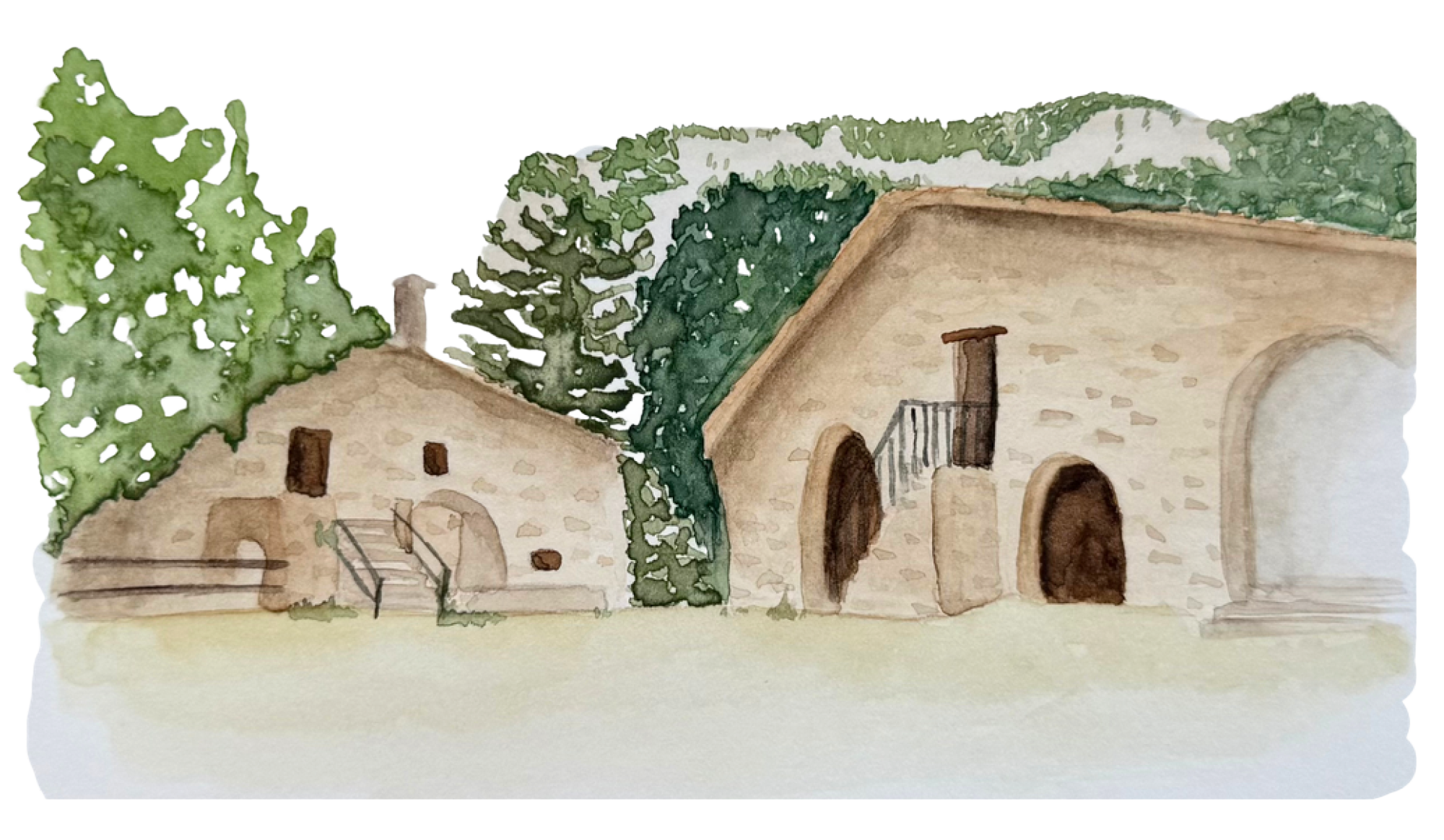 Il·lustració en aquarel·la de la Masia el Collel